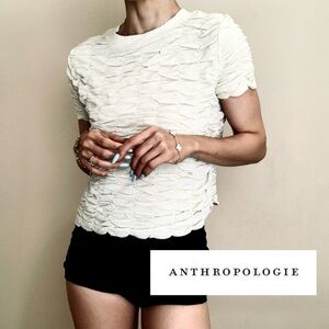 Anthropologie House of Harlow 1960 Creme- Ivory Ruched Short Sleeve Top Size XS